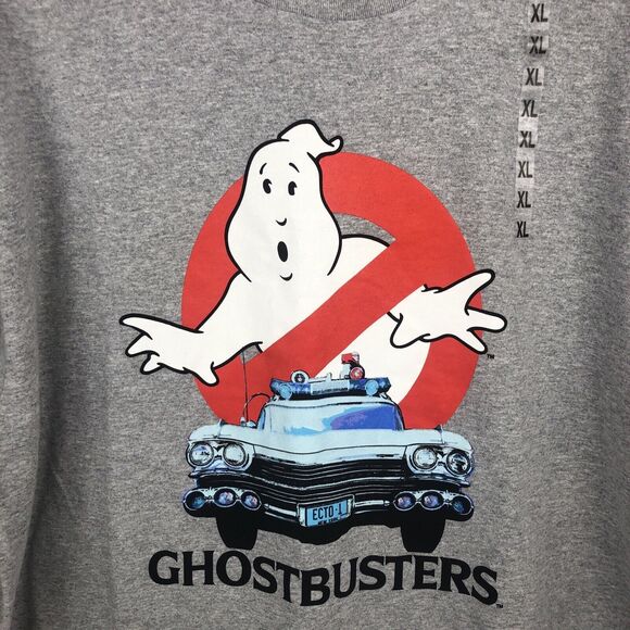 Ghostbusters Men's T Shirt XL Ghost Vehicle ECTO-1 New York Grey Red NEW - Picture 2 of 6